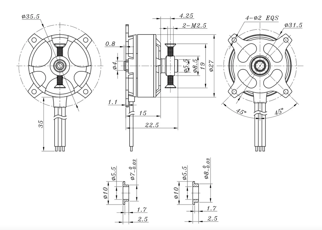 Moteur X2206 1500KV Sunnysky Moteurs Brushless